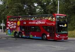Stockholm Red Buses OHX079 Djurgårdsvägen Stock